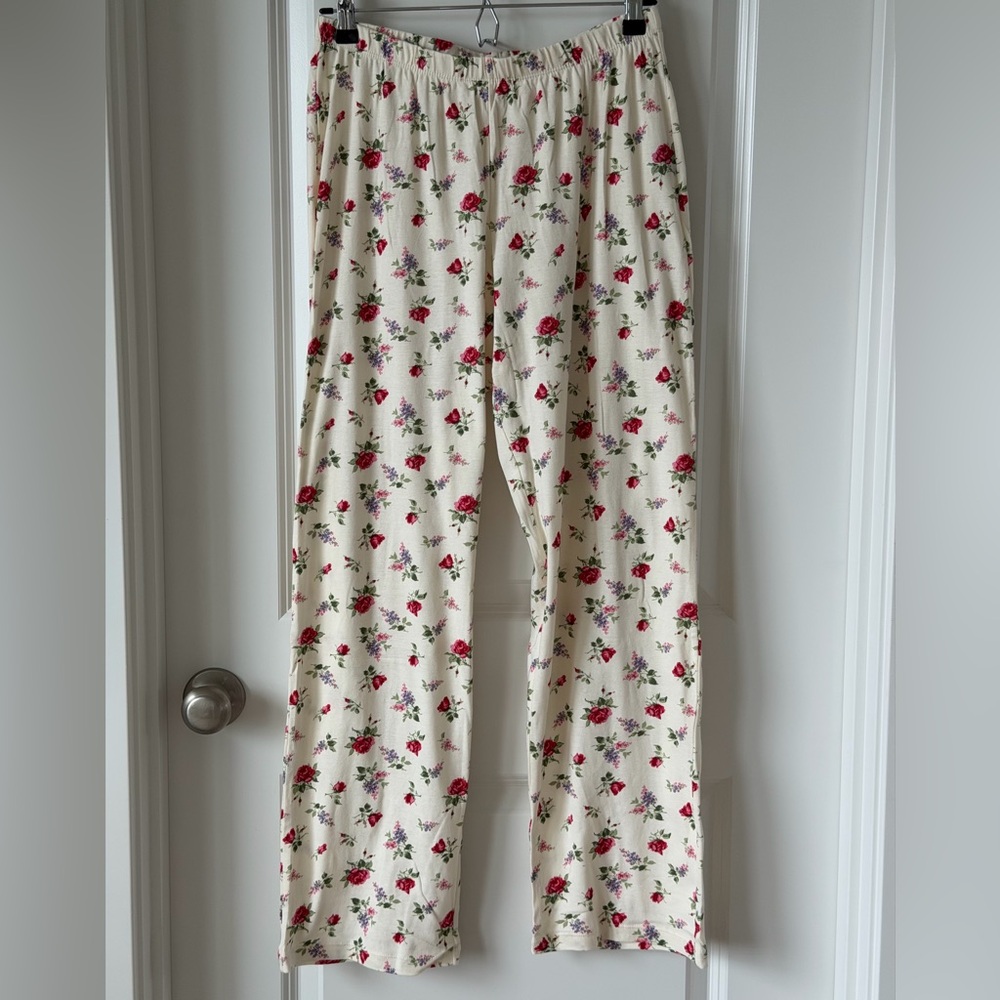 Lauren Ralph Lauren Cream Floral Rose Cotton Pajama Set-Romantic Sleepwear-S - Picture 9 of 16